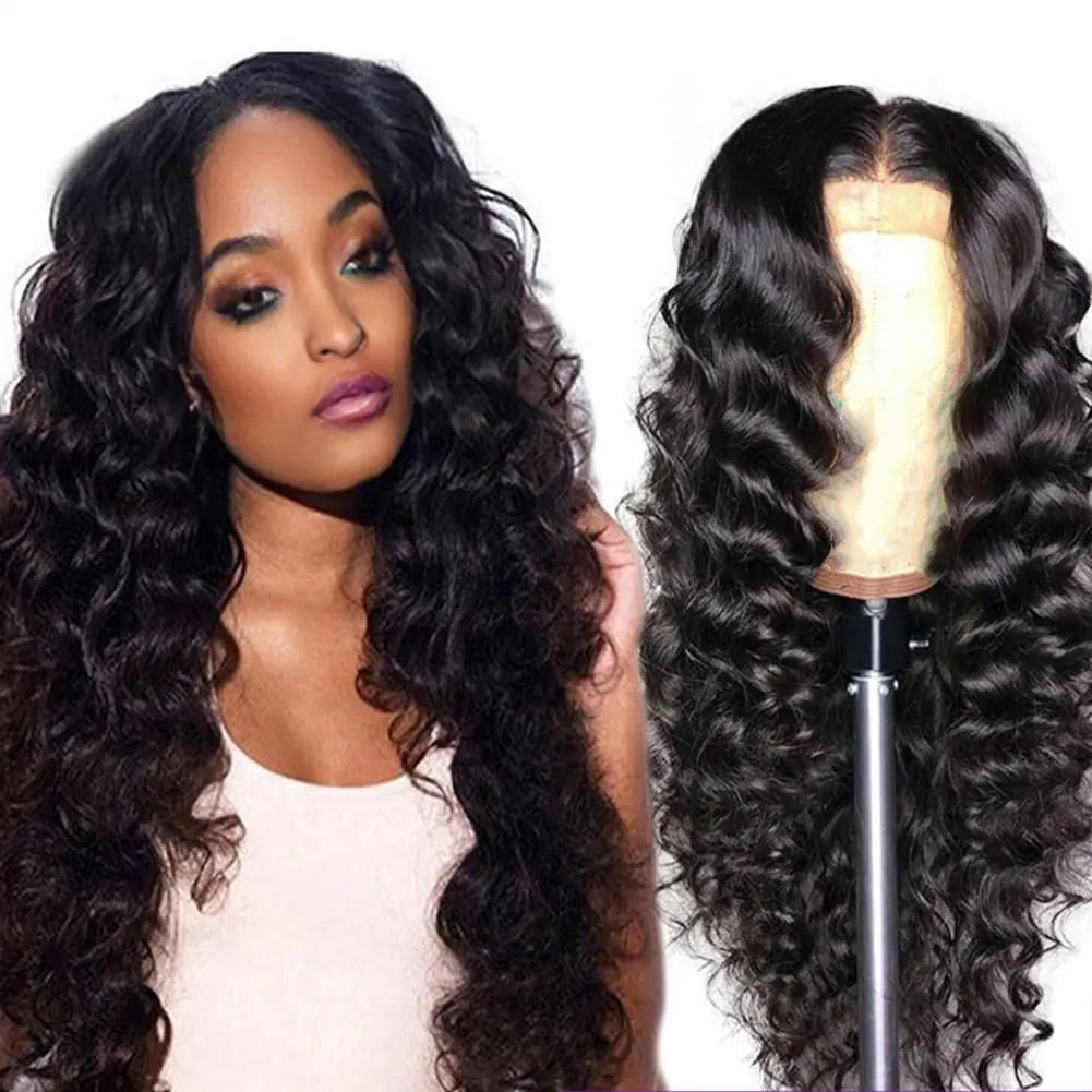 New Method Premade Scalp Human Hair Lace Front Wigs Pre Plucked Brazilian Deep Curly Amazon Glueless Lace Wigs