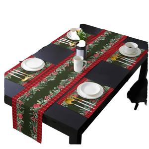 Ensemble de nappes de table en polyester/coton imperméable de luxe rouge imprimé flocons de neige pour la maison et l'hôtel, décoration de Noël, cuisine - Product Image 1