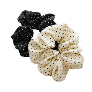 Élastique à cheveux en tissu 13 cm, motif pois rouges, avec nœud, pour queue de cheval, idéal pour les étudiantes et jeunes filles - Product Image 4