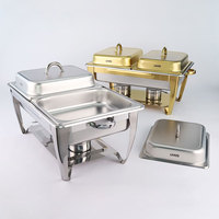 Luxus Gold 9L Edelstahl Chafing Dish Neue Lebensmittel heizung mit Heizung Food Pan Gasbetrieb ener Buffet ofen zum Servieren von Lebensmitteln