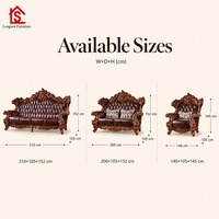 Canapé en cuir sculpté en bois massif de style rétro américain et européen, combinaison de canapés d'art antique de luxe pour grand salon de villa