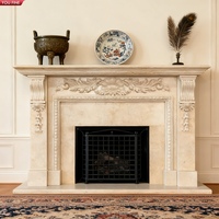 YOUFINE Cheminée en marbre de style classique romain, sculptée à la main avec des motifs floraux, pour la décoration d'hôtels haut de gamme