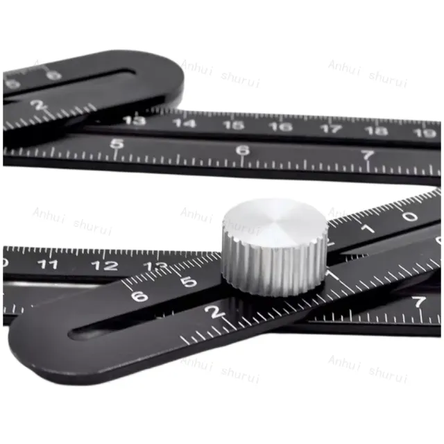 black multi angle measuring ruler Six-Fold Ruler Opening Locator Aluminum Alloy tile opening measuring tools