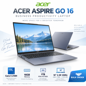 Portátil Aspire Go 16, Intel Core 5 210H, 16 GB, SSD de 1 TB, 16 Pulgadas, 2.5K, 120 Hz, IPS, Portátil Empresarial, Venta al por Mayor - Product Image 1
