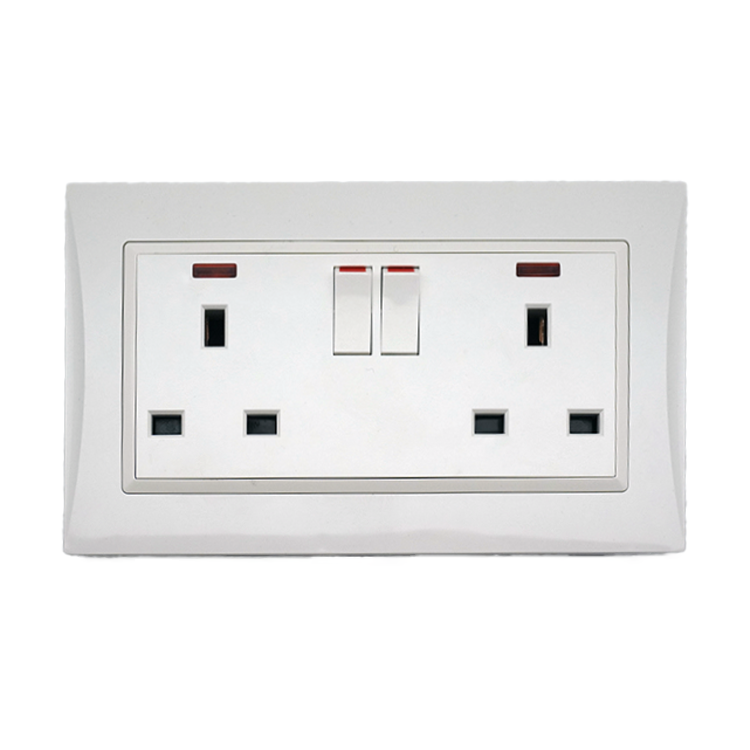 VNX BS UK Standard White Wall Switch Socket Full Pc Single Twin 13A Plug Outlet Double Charge Good Quality Universal Socket