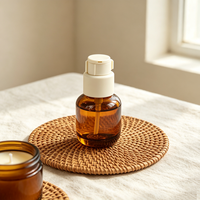 Flacon pompe à lotion en verre rond, pompe à pression blanche, conteneur cosmétique vide pour sérum, lotion, huile essentielle, soin de la peau, liquide
