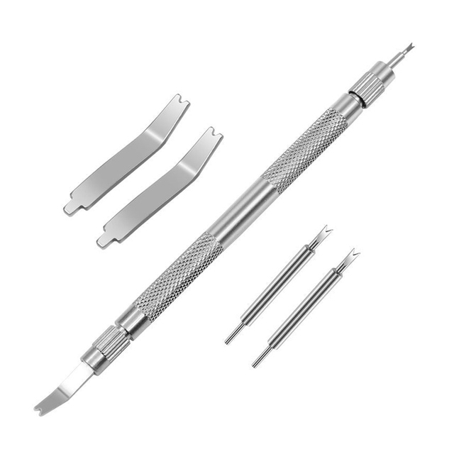 Professional Silver Stainless Steel Double-ended Watch Band Strap Link Pin Pusher Spring Bar Remover Repair Tool