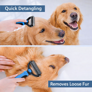 Brosse démêlante en acier inoxydable pour animaux <span class=keywords><strong>de</strong></span> compagnie, peigne <span class=keywords><strong>de</strong></span> toilettage pour chiens et chats, outil <span class=keywords><strong>de</strong></span> démêlage, élimination des poils, râteau pour sous-ventre et poils longs - Product Image 2