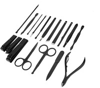 FLYHIGH Ensemble de manucure et pédicure professionnel en acier inoxydable portable de 15 pièces avec coupe-ongles, kit de suppression des cuticules et des peaux mortes