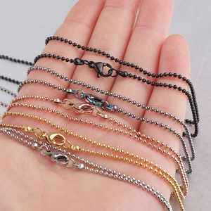 Ventes directes d'usine 1.5mm en acier inoxydable boule chaîne collier plaqué or géométrique bricolage pendentif bijoux chrétien homard - Product Image 3