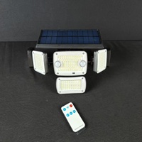 Lampe murale solaire à 6 têtes, 366 LED, double capteur de mouvement PIR, avec télécommande, IP44