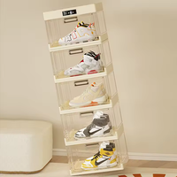 Boîte à chaussures empilable intelligente à un niveau organisateur de chaussures pliable Transparent multifonctionnel armoire sèche-chaussures anti-poussière PET