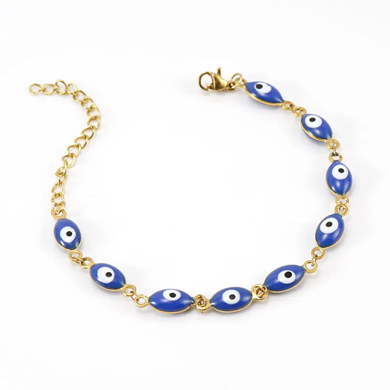 Bracelet oeil de démon bleu en acier inoxydable or 18 carats à la mode créative Nouveaux bracelets oeil turc