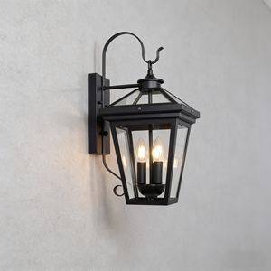 Lámpara de Pared Exterior de Jardín Grande Retro Negra E14 * 3, Lámpara de Pared LED Exterior Impermeable para Patio de Villa, Pasillo - Product Image 4