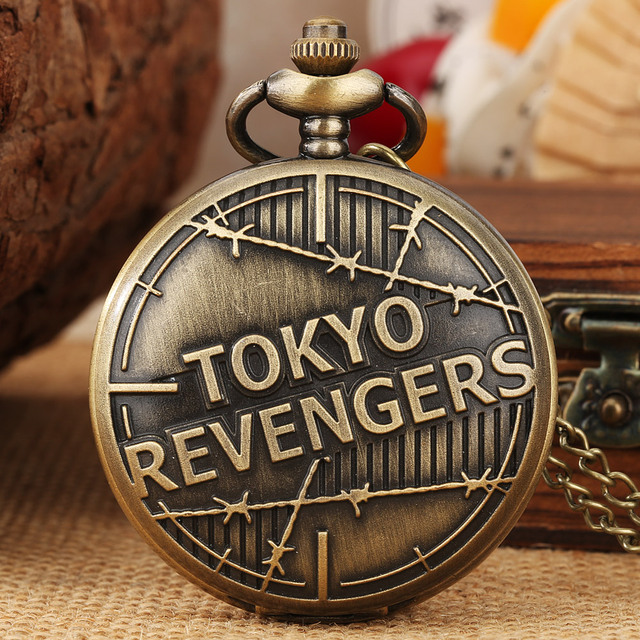 Anime Pocket Watch With Antique Necklace Chain Quartz Movement Bronze Steampunk Analog Pendant for Cosplay Gifts