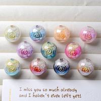 Perles lumineuses à motif de roses scintillantes, perles rondes en résine optique électroplaquée, stylo à perles DIY
