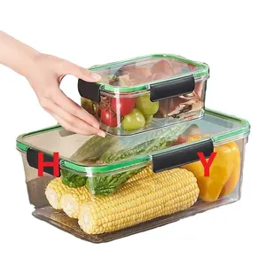 उच्च गुणवत्ता वाले फल ताजा बॉक्स बीपीए मुक्त स्टैकेबल रसोई आयोजक ढक्कन के साथ खाद्य भंडारण कंटेनर