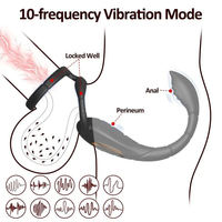 Anneau pénien interactif double en forme de scorpion, retardateur d'éjaculation, masseur de prostate masculin, perles anales, vibrateur, jouet sexuel en silicone