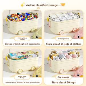 Boîte à jouets mignonne pour enfants, organisateur de rangement, grands organisateurs de jouets et bac de rangement, <span class=keywords><strong>coffre</strong></span> à jouets avec roues pour salle de jeux de pépinière - Product Image 5