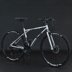 Bicicleta de Carretera para Hombre y Mujer, Super Rápida, con Frenos de Disco, Neumáticos Sólidos, Color Rojo, Horquilla de Acero, Velocidad Variable - Product Image 1