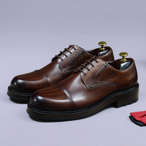 Chaussures Derby carrées de luxe sur mesure pour hommes en cuir véritable respirant, antidérapantes et désodorisantes pour mariages et affaires - Product Image 4