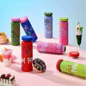 Bouteille d'eau en acier inoxydable YEKEA, 500 ml, à double paroi, à large ouverture, personnalisable, motif graffiti, mignonne et amusante, pour adolescents, vente en gros - Product Image 4