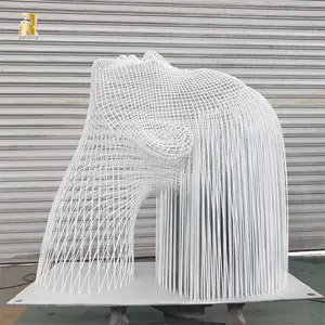 شلال رأس من الفولاذ المقاوم للصدأ ثلاثي الأبعاد بتصميم عصري كبير/تمثال لهيكل الفن الخارجي - Product Image 2