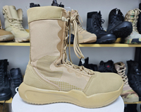 Bottes tactiques d'hiver légères en cuir microfibre avec fermeture éclair latérale, semelle en PU, haute tige, imperméables, pour la sécurité et le travail