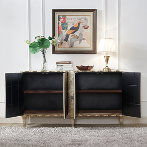 Muebles Gabinete de zapato de madera maciza pintado americano Gabinete de sala de estar Luz Aparador de lujo Patrón floral Gabinete decorativo - Product Image 3