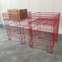 Cage se pliante de présentation de panier métallique avec la surface de Chrome dans l'affichage de poubelle de supermarché pour la promotion