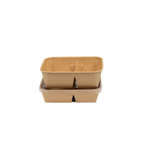 Conteneur à lunch en kraft à double compartiment, revêtement PE écologique, compostable, biodégradable, bol jetable, impression personnalisée du logo disponible