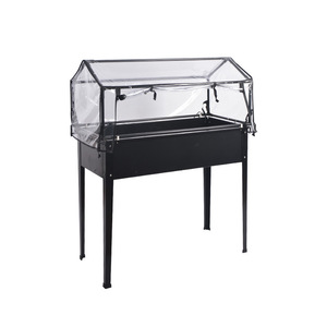 Grand lit de jardin surélevé en métal noir avec couvercle et pieds Boîte à fleurs de culture surélevée pour légumes et fleurs - Product Image 1