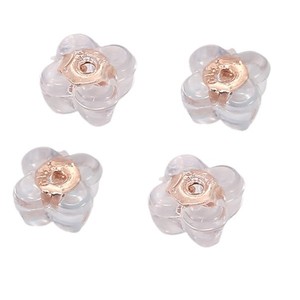 Boucles d'oreilles clous en silicone en forme de fleur, plaqué or rose, transparentes, antidérapantes, accessoires DIY pour boucles d'oreilles - Product Image 5