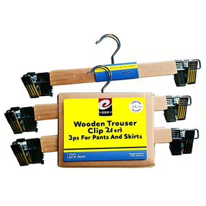 Colgador de madera para pantalones y faldas de 23 cm, 3 piezas por tarjeta. - Product Image 1