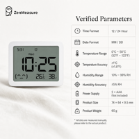 ZenMeasure Moniteur Portable de Température et d'Humidité, Station Météo avec Grand Écran LCD, Certifié IP67 pour la Maison, le Bureau et les Bébés