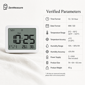 ZenMeasure Stazione <span class=keywords><strong>Meteo</strong></span> Portatile con Monitor di Temperatura e Umidità, Ampio Display LCD, Certificazione IP67 per Casa, Ufficio e Bambini - Product Image 5