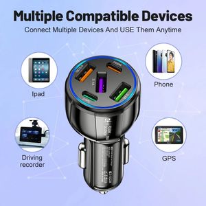 75W <b>Car</b> Phone Charger 5 Port USB Type C Fast Charging Power Adapter Quick Charge 3.0 for Phones - Product Image 5