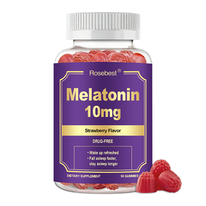 Rosebest Vente en gros OEM Marque privée Supplément de mélatonine 10mg saveur fraise naturelle sous forme de bonbons pour un sommeil profond et un endormissement plus rapide - Product Image 1