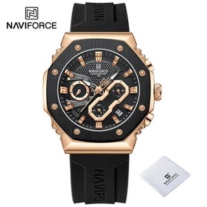 Montre pour homme NAVIFORCE 8035 avec bracelet en silicone, montre de sport décontractée tendance, montre chronographe pour homme - Product Image 1