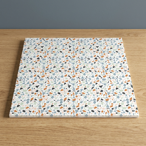 Carreaux de sol en céramique semi-mat émaillés, effet terrazzo brique blanche, 400x400mm, étanches, pour intérieur et cuisine - Product Image 1