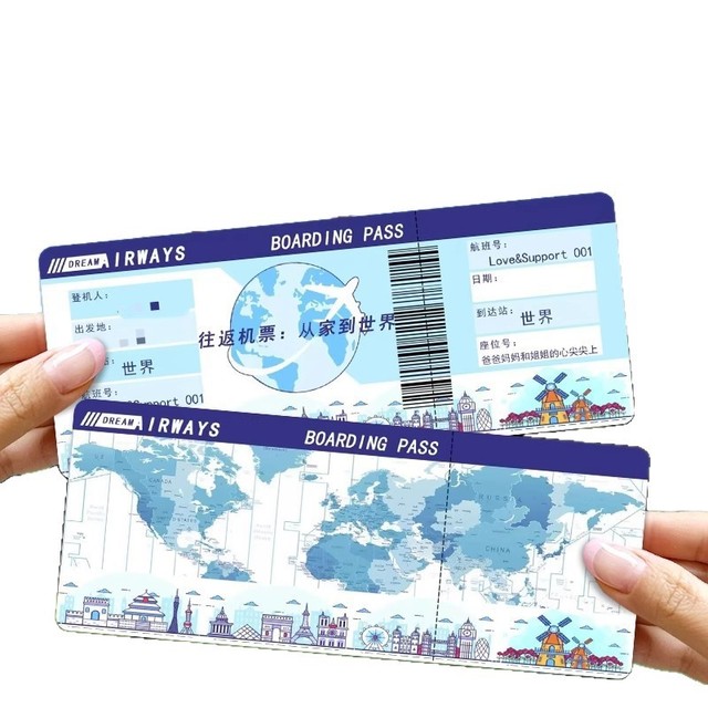 Custom Printing Express Barcode Thermal Boarding Pass Cardboard Airline Tickets Label 82.55mmx203.2mm Coated Paper