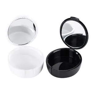 Oval mirror denture storage box Orthodontic retainer box Portable molar mouthpiece box