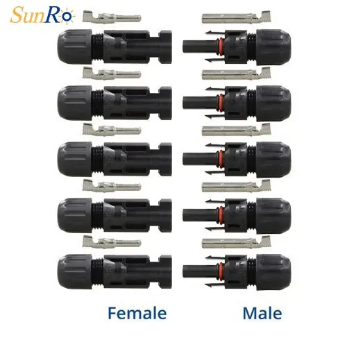 Sunro ip67 cabo fêmea e macho, conector do painel solar pv 1000v dc, terminal conector do cabo