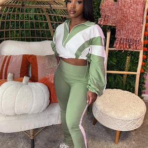 Setelan Kasual Wanita Tanpa Kerah Bahan Polyester Model Terbaru 2026, <span class=keywords><strong>2</strong></span> Potong, Panjang, Set Utama - Product Image 3