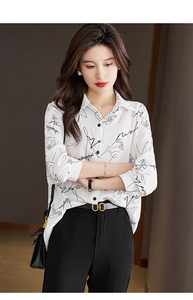 Chemisiers pour femmes <span class=keywords><strong>en</strong></span> mousseline de <span class=keywords><strong>soie</strong></span>, style <span class=keywords><strong>chic</strong></span> du début du printemps, imprimé graffiti, amples, décontractés, pour l'extérieur - Product Image 4