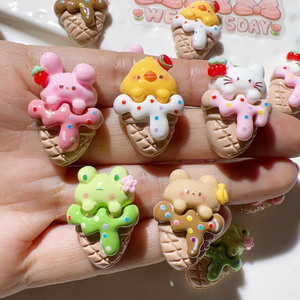 100 pièces/sac ours lapin chat <span class=keywords><strong>grenouille</strong></span> crème glacée résine breloques pour Slime Mobile étui porte-clés bricolage artisanat décoration - Product Image 6