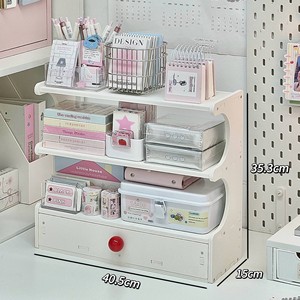 Rak Penyimpanan Meja Kantor Tiga Lapis Bentuk U yang Dapat Dipindahkan dengan Laci untuk Penggunaan Asrama, Mengatur Gelas Air dan Alat Tulis - Product Image 1
