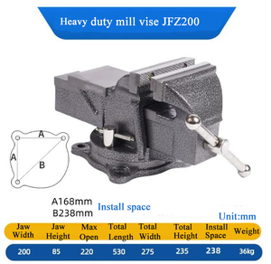 Meilleur prix - Machine à fraiser manuelle - Étau de banc JFZ-200 - Marque Dijin - Étau robuste pour réparation automobile - 8'' avec base pivotante - Product Image 2