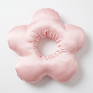 Oreiller en forme de fleur pour dormeurs latéraux, en satin, soulagement de la douleur à l'oreille, oreiller donut avec trou pour HNH et logo personnalisé - Product Image 2