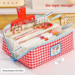 Estuche de lápices de rejilla de prisma de gran capacidad de dibujos animados con múltiples colores, bonito y de alto valor estético para cajas y bolsas de papelería - Product Image 3